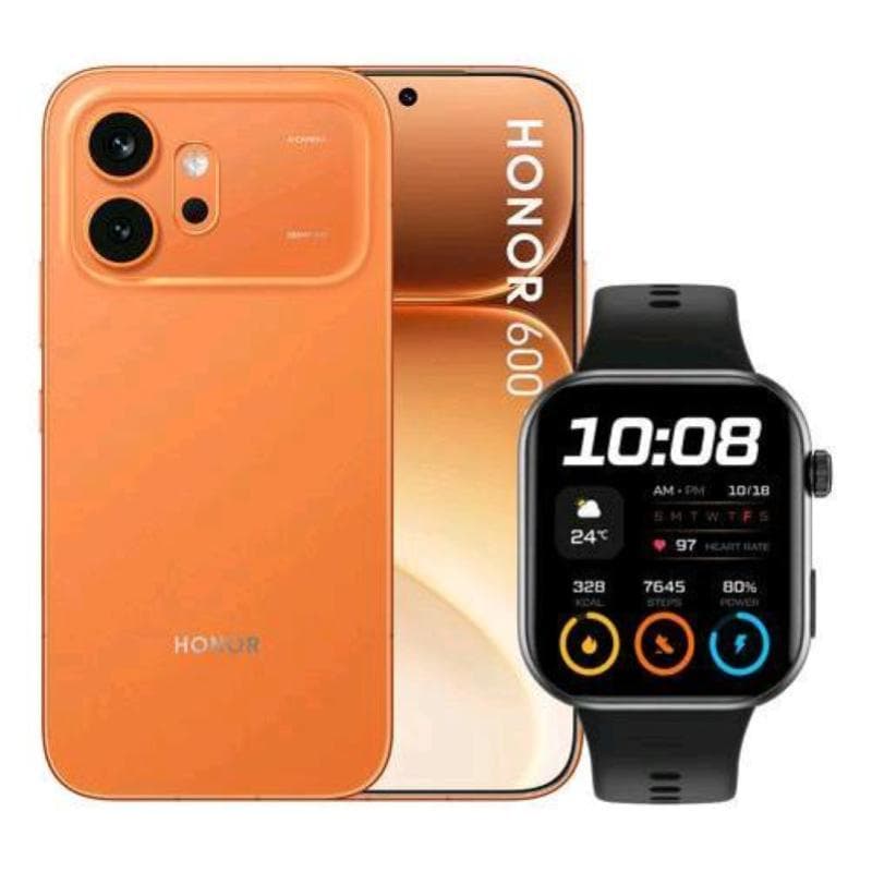 Honor 600 5g dual sim 6.57 octa core 256gb ram 8gb 5g italia orange + watch 2i smarwatch black