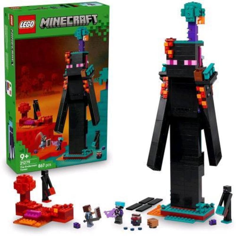 Lego minecraft 2 in1 la torre dell enderman con 6 personaggi e portale del nether