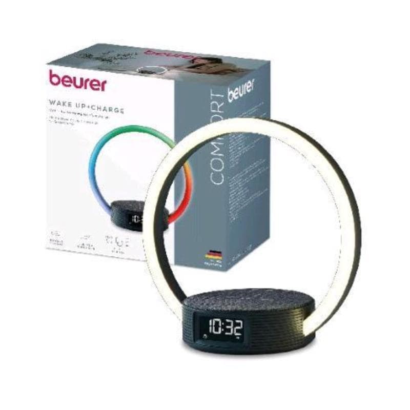 Beurer wl65 sveglia con luce led regolabile simulazione alba e tramonto base di ricarica wireless display touch