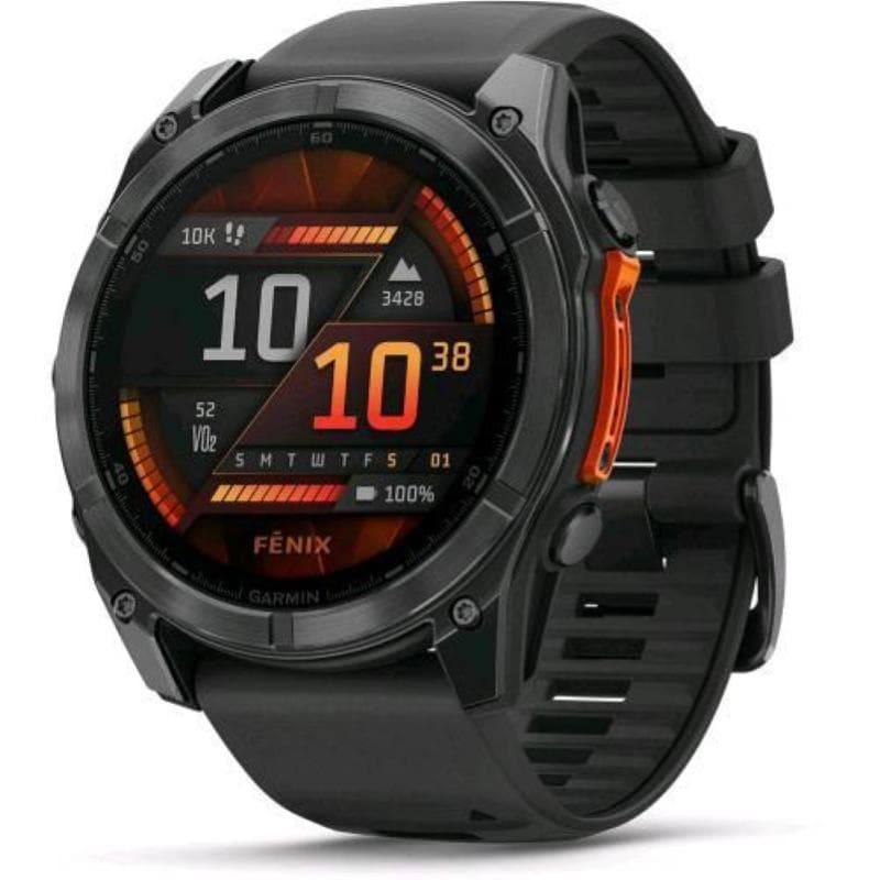 Garmin fenix 8 smartwatch 51mm 1.4 amoled touchscreen gps comandi vocali multi-band torcia mappe slate gray & black