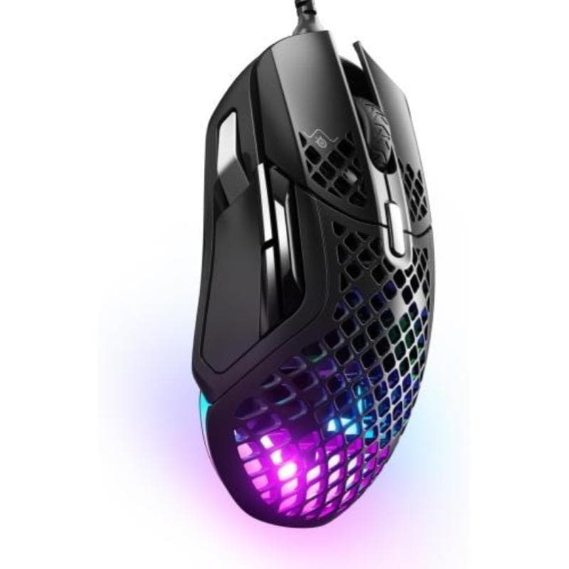 Steelseries aerox 5 mouse gaming rgb con guscio forato design ultraleggero resistente all`acqua sensore ottico truemove air da 18k dpi nero