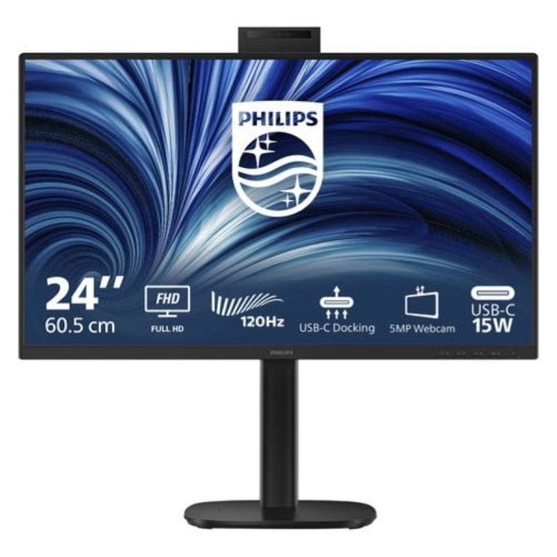Philips monitor 23,8 led ips fhd 16:9 4ms 300 cdm 120hz, pivot, webcam, usb-c dock, dp/hdmi, multime