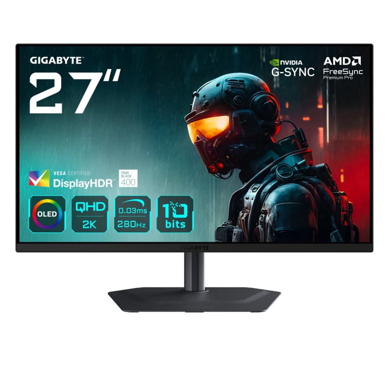 Gigabyte mo27q2a monitor da gioco oled 2k qhd 27\ - 2560 x 1440, 280hz, 0,03ms, 250 cd/m², freesync premium pro, displayhdr