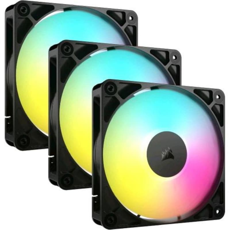 Corsair rs120 argb 120 mm pwm ventole triple pack nero
