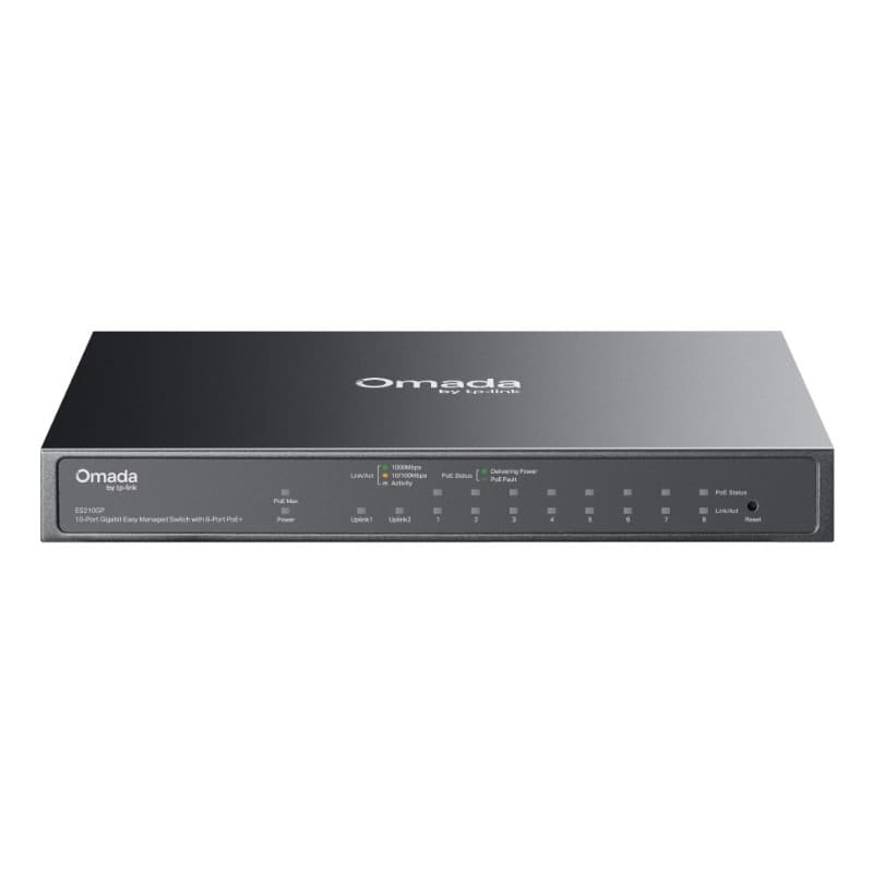 Switch tp-link omada es210gp 10p 8x poe+ (63w) lan gbe + 1x lan gbe + 1x lan/sfp 10/100/1000mbps rj45 desktop easy managed
