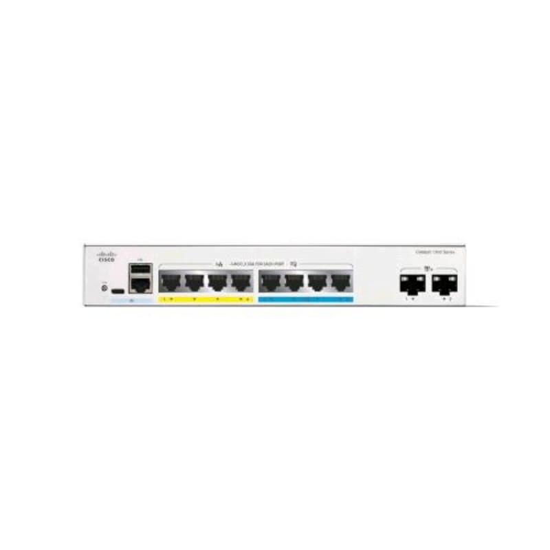 Cisco catalyst 1300-8mgp-2x switch gestito l3 4 x gigabit ethernet + 4 x 100/1000/2.5g + 2 x 10 gigabit sfp+ poe+ (120 w) montabile su rack