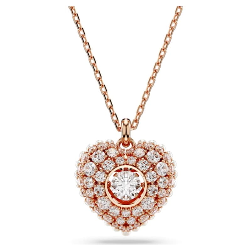 Swarovski 5680402 collana / set swarovski - pend hrt wh white/ros nuovo in scatola originale