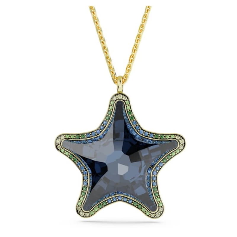 Swarovski 5707049 collana / set swarovski - pend long pendente blu/gos nuovo in scatola originale