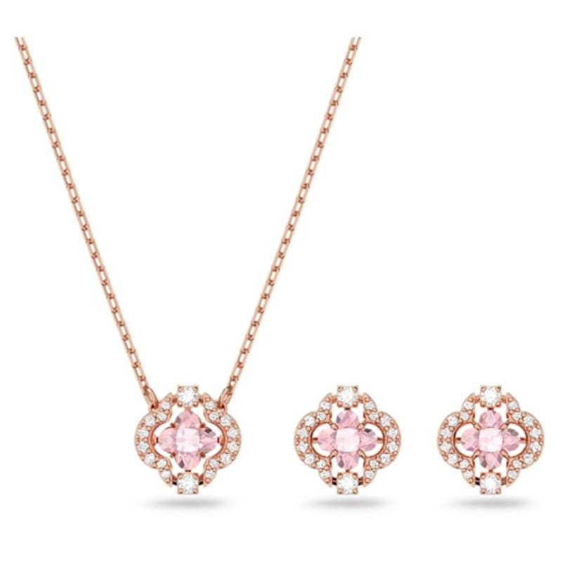 Swarovski 5516488 collana / set swarovski - set clover czmo/ros nuovo in scatola originale