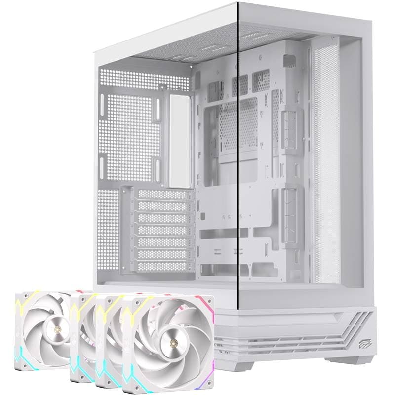 Einarex case atx gaming s800rgbwh atx rgb bk gaming wh 4 x rgb fans