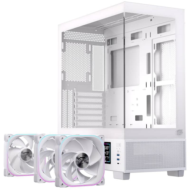 Einarex case atx gaming s501d rgb white atx rgb bk gaming 3 x rgb fans