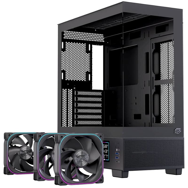 Einarex case matx gaming s501d rgb black matx rgb bk gaming 3 x rgb fans