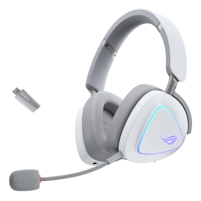 Asus rog delta ii moonlight white cuffie con microfono wireless/bluetooth/usb pc/mac/playstation5/playstation4/nintendo switch/ipad/ios/android