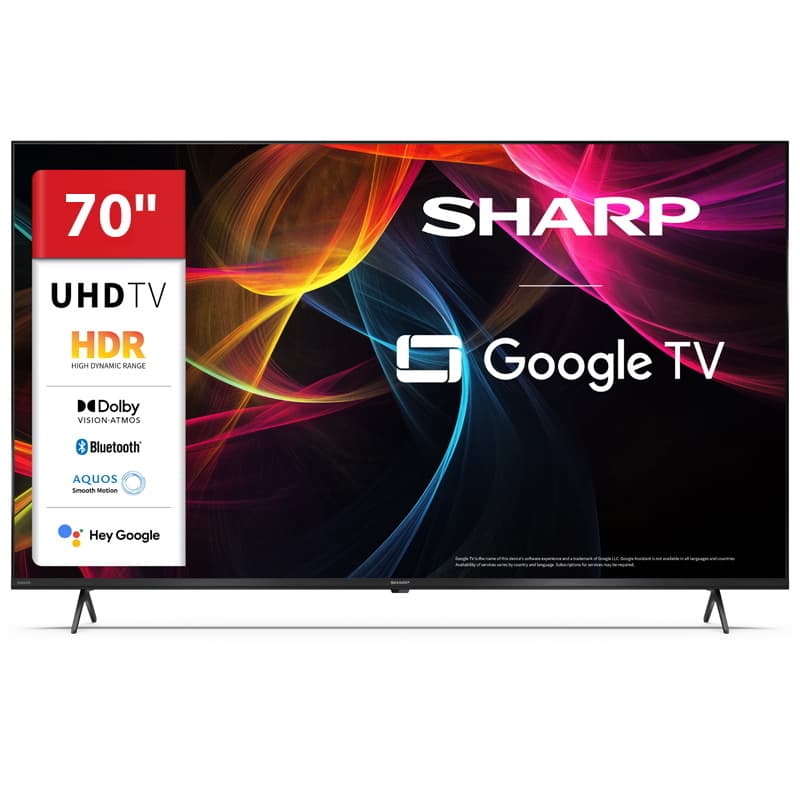 Sharp 70hl4265e - 70 google tv 4k led - frameless - tv sat certificato - hdr - audio harman kardon - black - it