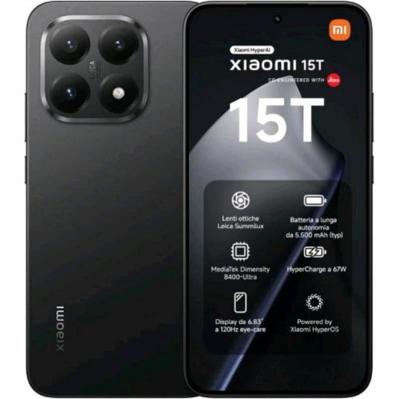 Xiaomi 15t 5g dual sim 6.83 octa core 512gb ram 12gb 5g italia black
