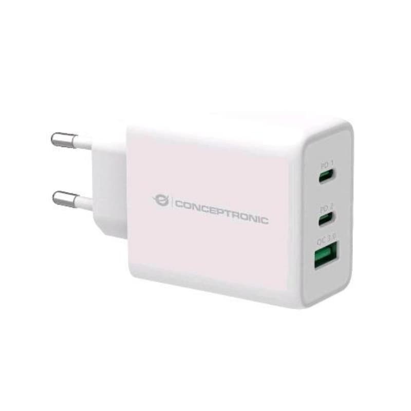 Conceptronic althea12w caricabatterie gan 2xusb-c pd 65w 1xusb-a qc 3.0 bianco