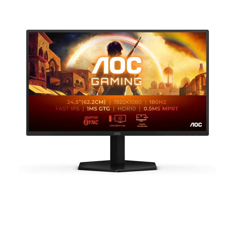 Aoc monitor gaming 24,5 fhd 1ms 180hz 300 cdm, dp/hdmi