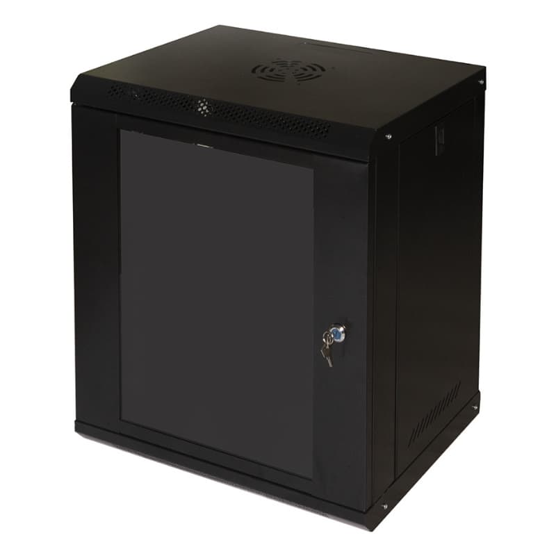 Armadio rack 19 12u link serie light colore nero con porta vetro (axpxl) mm 600x400x530 ripiano incluso - lk1912unl