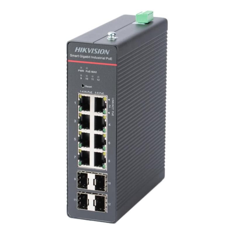 Hikvision switch industriale smart managed gigabit hi-poe 8 ports