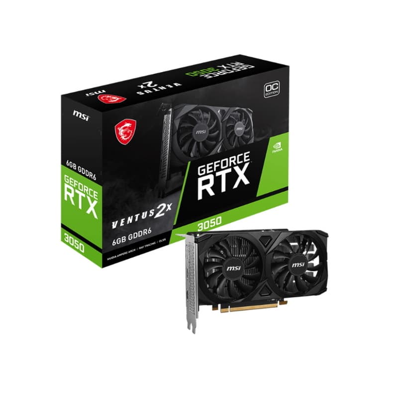 Msi vga geforce rtx 3050, rtx 3050 ventus 2x e 6g oc, 6gb gdrr6, 2hdmi/dp, atx, dual fan