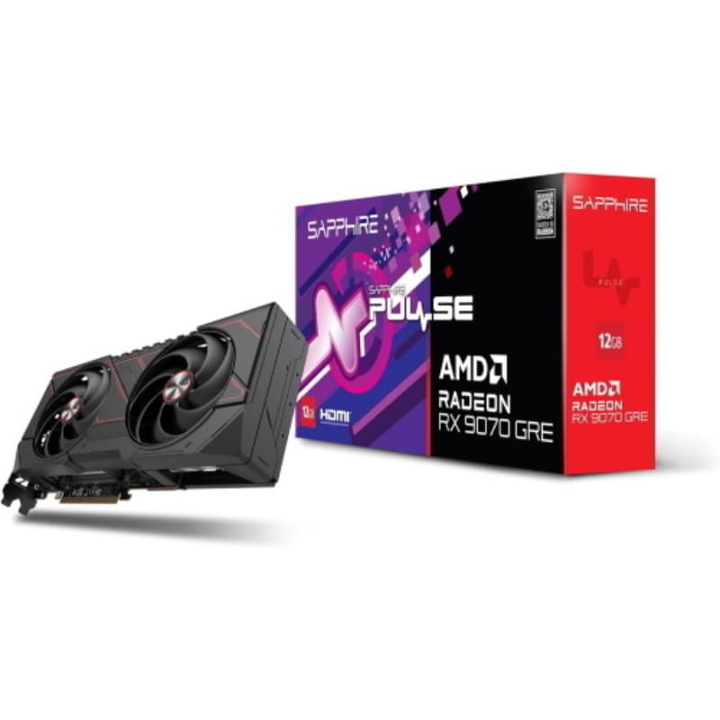 Sapphire vga radeon rx 9070 gre, pulse rx 9070 gre gaming oc 12gb dual hdmi / dual dp