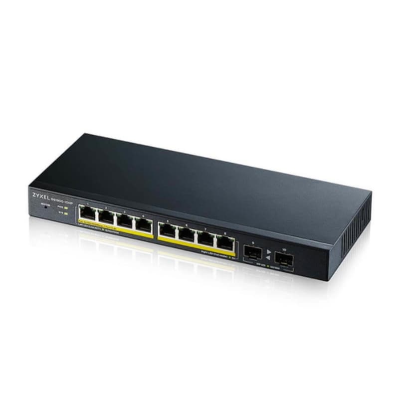 Zyxel switch managed 8 porte gigabit poe 70w, 2xsfp, design senza ventole, desktop