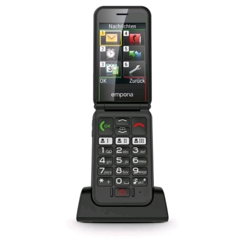 Emporia simplicityglam 2g 2.8 senior phone clamshell tasti selezione rapida menu` ad icone grandi black