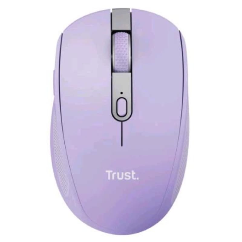 Trust ozaa compact mouse ottico wireless ricaricabile silenzioso con doppia connessione bluetooth t + rf 2,4ghz collegabile fino a 3 dispositivi 6 pulsanti 3.200 dpi viola