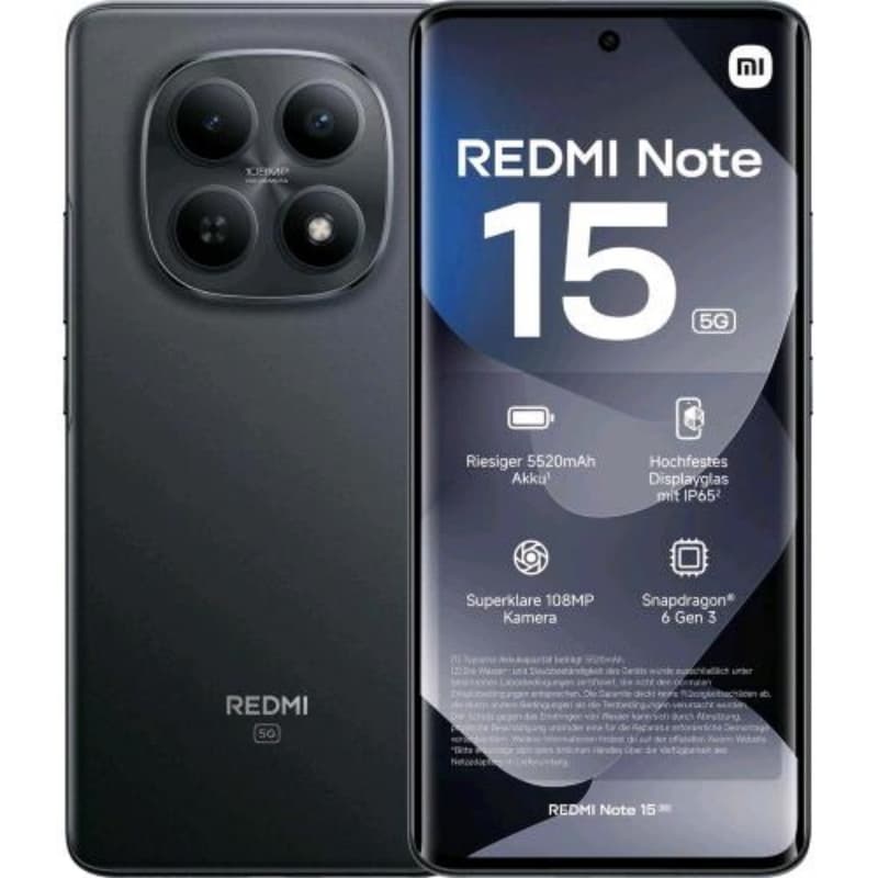 Xiaomi redmi note 15 5g dual sim 6.77 octa core 128gb ram 6gb 5g tim midnight black