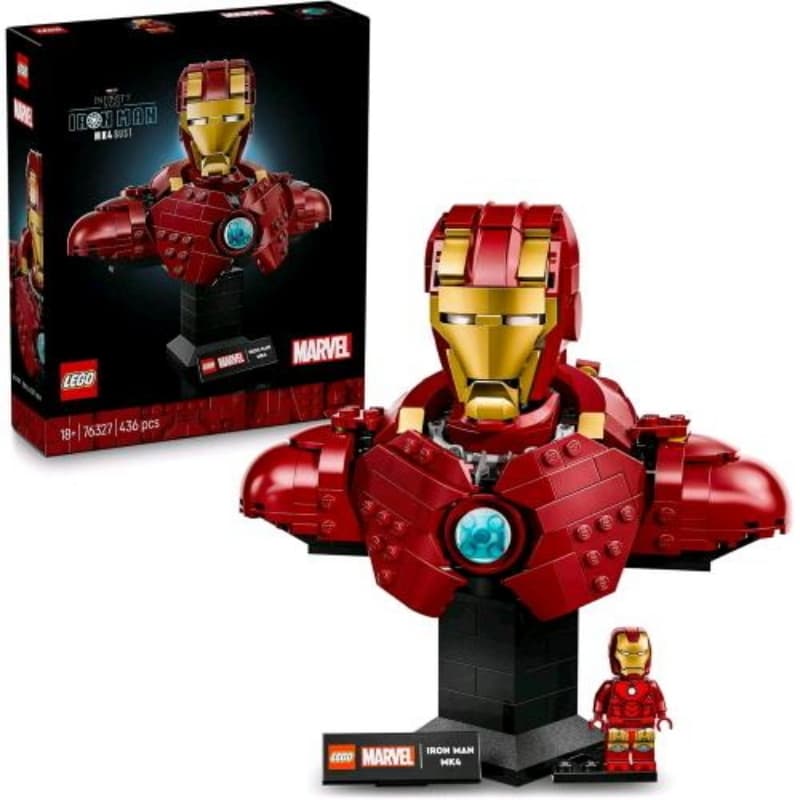 Lego marvel busto di iron man mk4 set di costruzioni con minifigura di tony stark cannoni a spalla e testa rotante