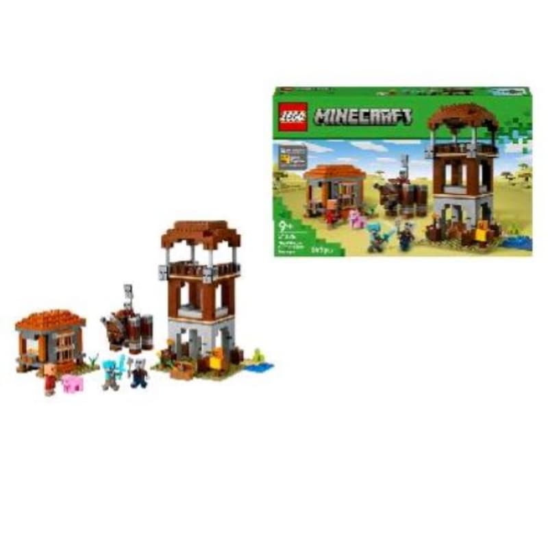 Lego minecraft avamposto del saccheggiatore e predone con 4 minifigure