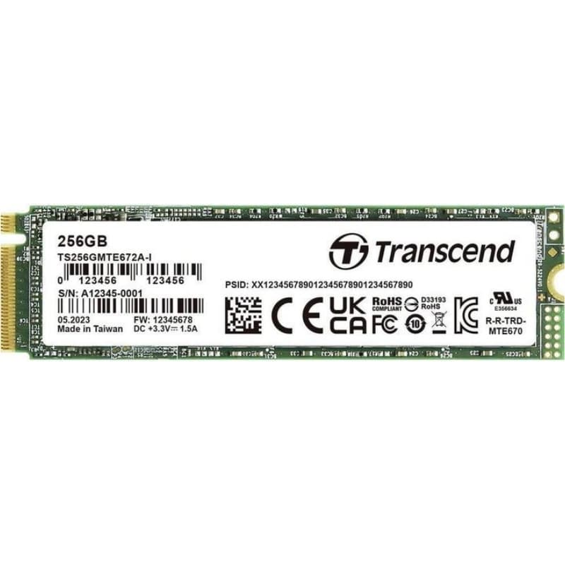 Ssd m.2 256gb 2280 pcie gen3x4 nvme 3d tlc transcend dissipatore allumi