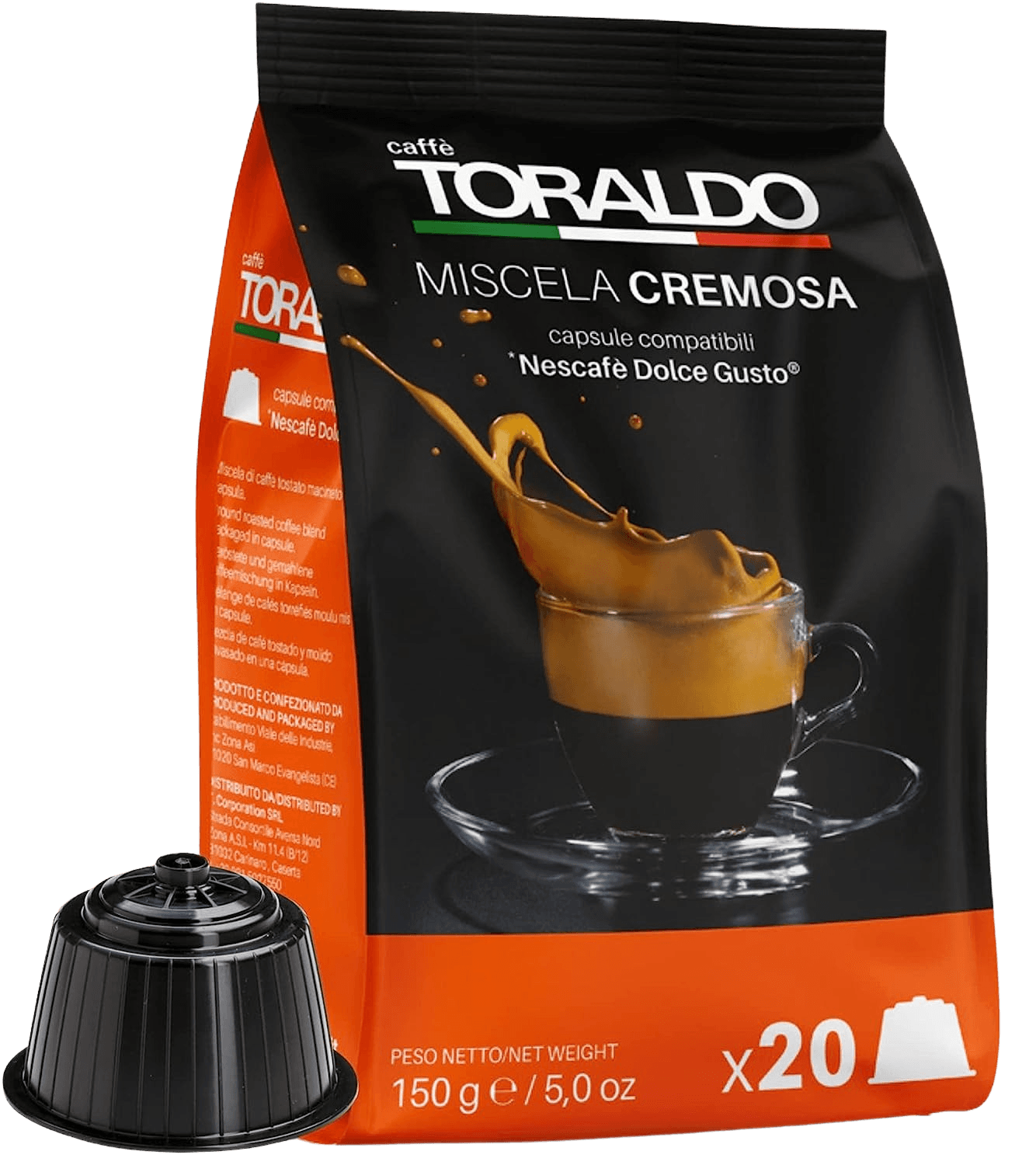 CAFFÈ TORALDO - CREMOSA - 20 CAPSULE COMPATIBILI DOLCE GUSTO da 7.5g