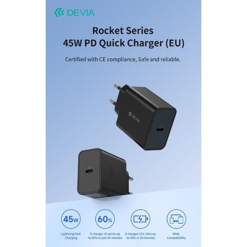 Devia Carica Batterie PD 45 Watt Tipo-C per carica rapida nero