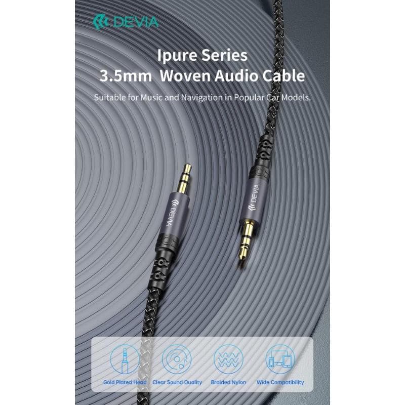 Devia Cavo Audio Jack dorati 3,5 a 3,5 mm 1 Metro nero