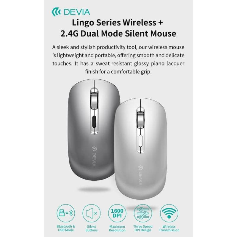 Devia Mouse wireless con DPI regolabile 2.4G + Bluetooth Dual mode