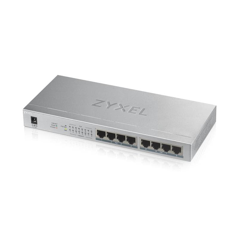 ZYXEL SWITCH MANAGED 8 PORTE GIGABIT (8 PORTE PoE, FINO A 60W), CHASSIS METALLO, DESKTOP