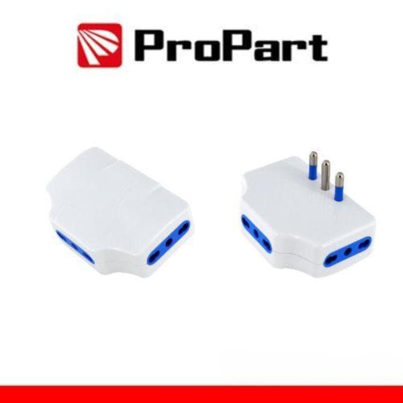 ProPart Adattatore presa tripla,3 prese 2P+T 10/16A bipasso, Spina 16a laterale