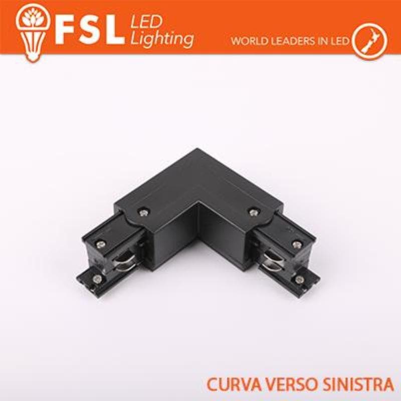 FSL Connettore Forma L sinistra per Binario Trifase - Colore NERO