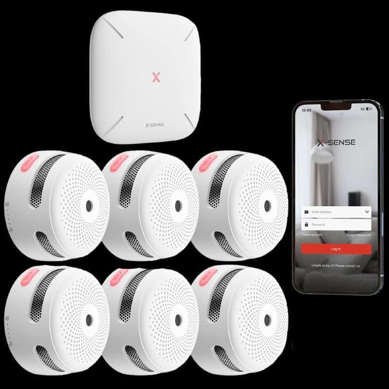 X-Sense KIT 6x Sensori Fumo Link+PRO a batteria sostituibile con centralina RF