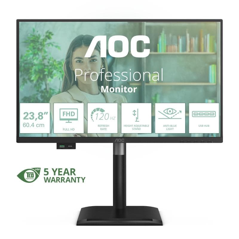 AOC MONITOR 23,8 LED IPS FHD 16:9 4MS 120hz, REG ALTEZZA, DP/HDMI, MULTIMEDIALE