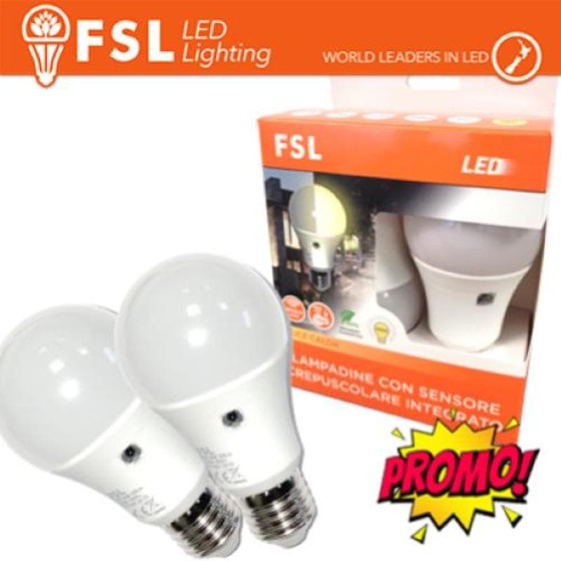 FSL Lampada LED con Doppio Sensore Crepuscolare 9W 3000K - Confezione 2PACK
