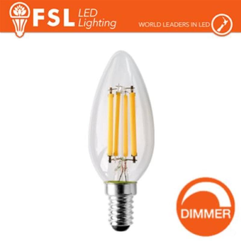 FSL Lampada Filamento Oliva - 4W 4000K E14 Dimmerabile