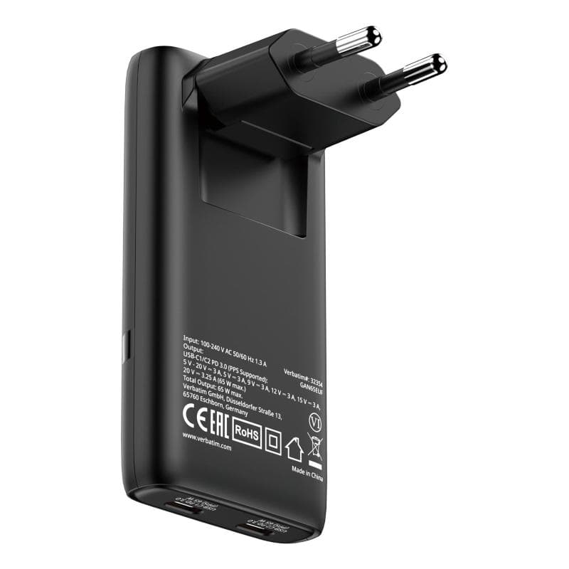 Fold �n� Go GaN Charger 65W EU plug Black
