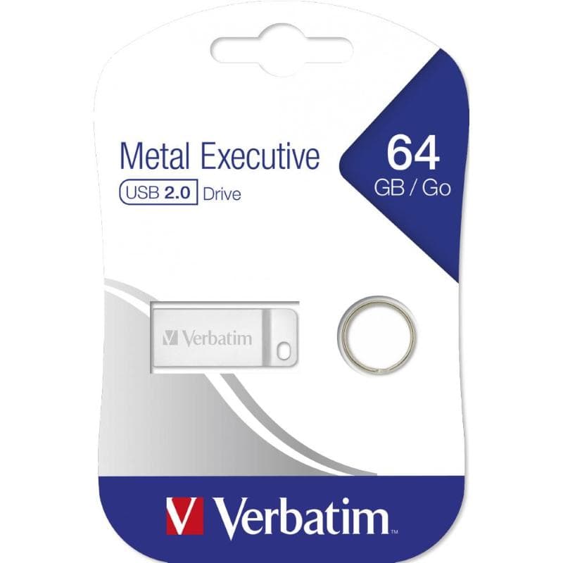 PEN DRIVE 64GB VERBATIM USB 2.0 Metal Executive Silver