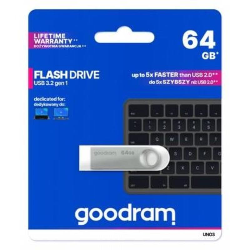 PEN DRIVE 64GB GOODRAM USB3.2 Gen.1 UNO3 SILVER