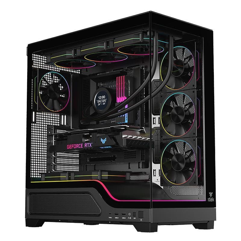 CASE SHOWBUI WAVE 82B GAMING TOWER ATX 4x12CM ARGB FAN 2xUSB3 TYPE-C DARKER TEMP GLASS SIDE FRON