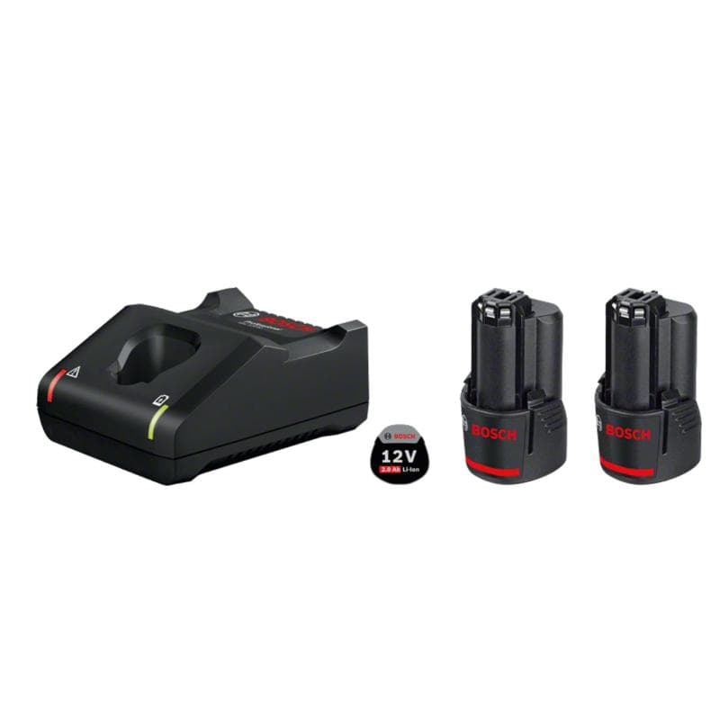 Bosch 1600A019R8,Set 2x Batterie 12V 2.0Ah + Caricabatteria
