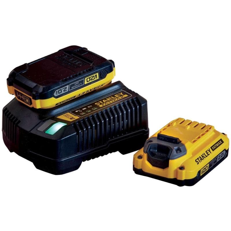 STANLEY SFMCB12D2-QW,SET 2 BATTERIE 18V 2.0 AH + CARICABATTERIA