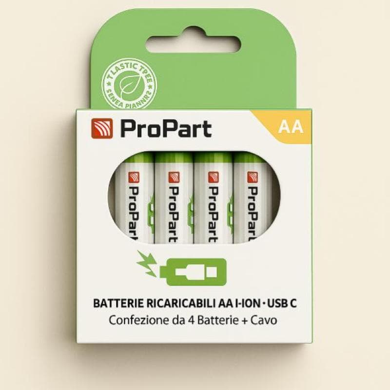 ProPart-3C Batterie AA Ricaricabili USB-C 1.5V 1250mAh Conf.4pz
